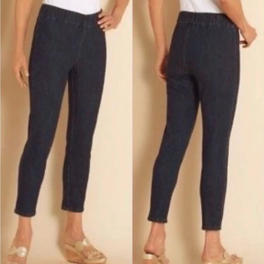 Soft Surroundings Jeans Metro High Rise Pull On Medium Petite MP Black Elastic